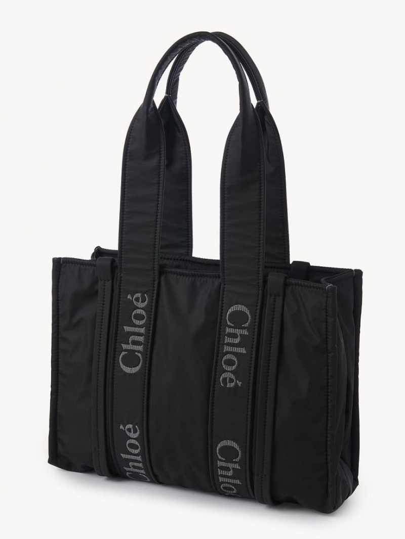 Torby Przez Ramię Chloe Medium Woody Czarne | CHE-SR13428