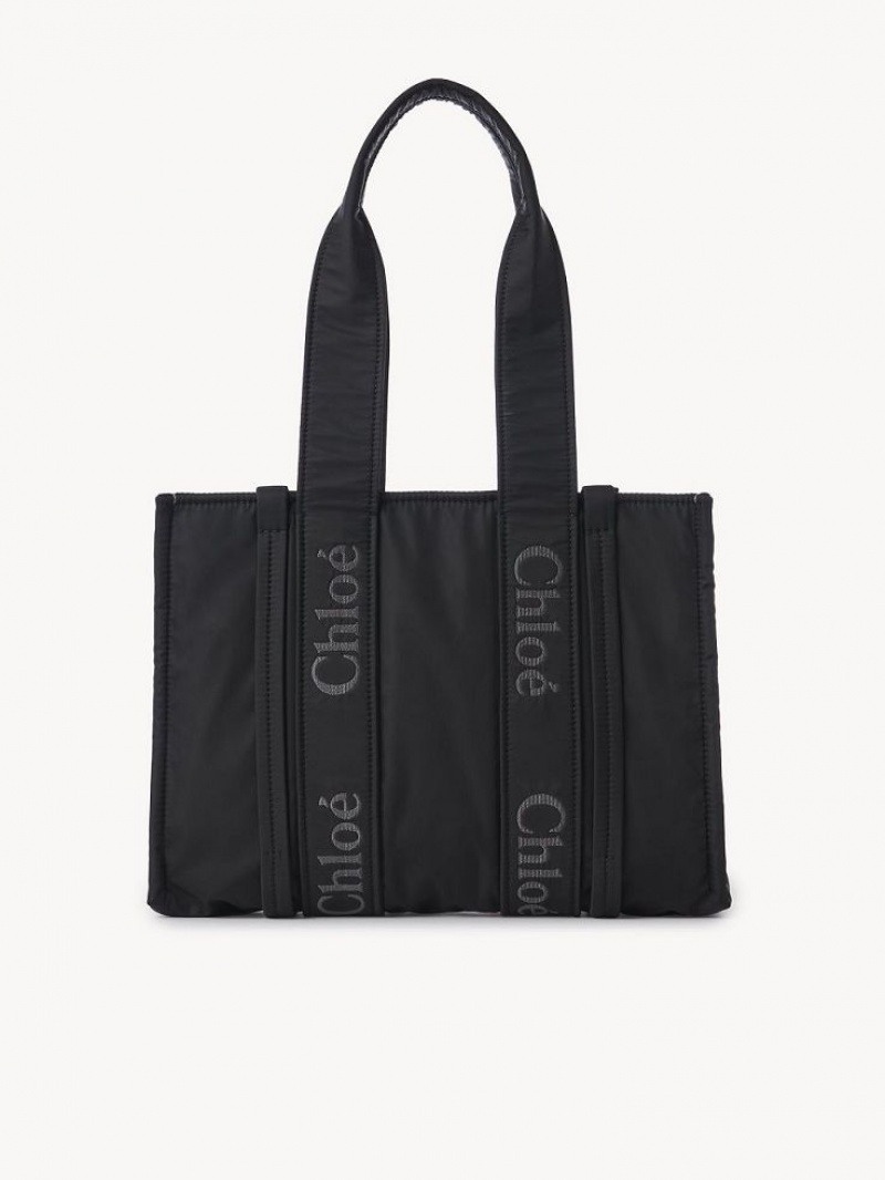Torby Przez Ramię Chloe Medium Woody Czarne | CHE-SR13428