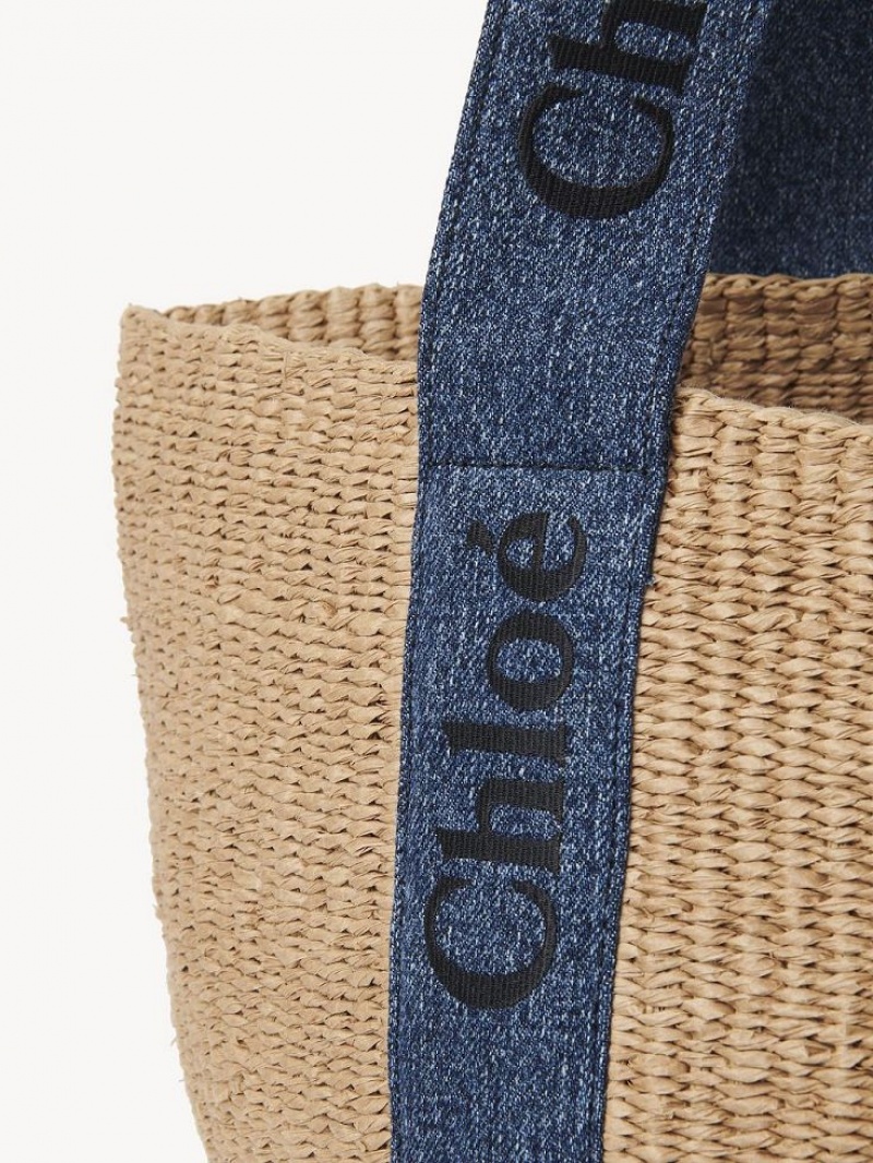 Torby Tote Chloe Large Woody Basket Niebieskie | CHE-SR13331
