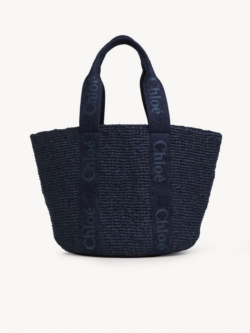 Torby Tote Chloe Large Woody Basket Niebieskie | CHE-SR13289