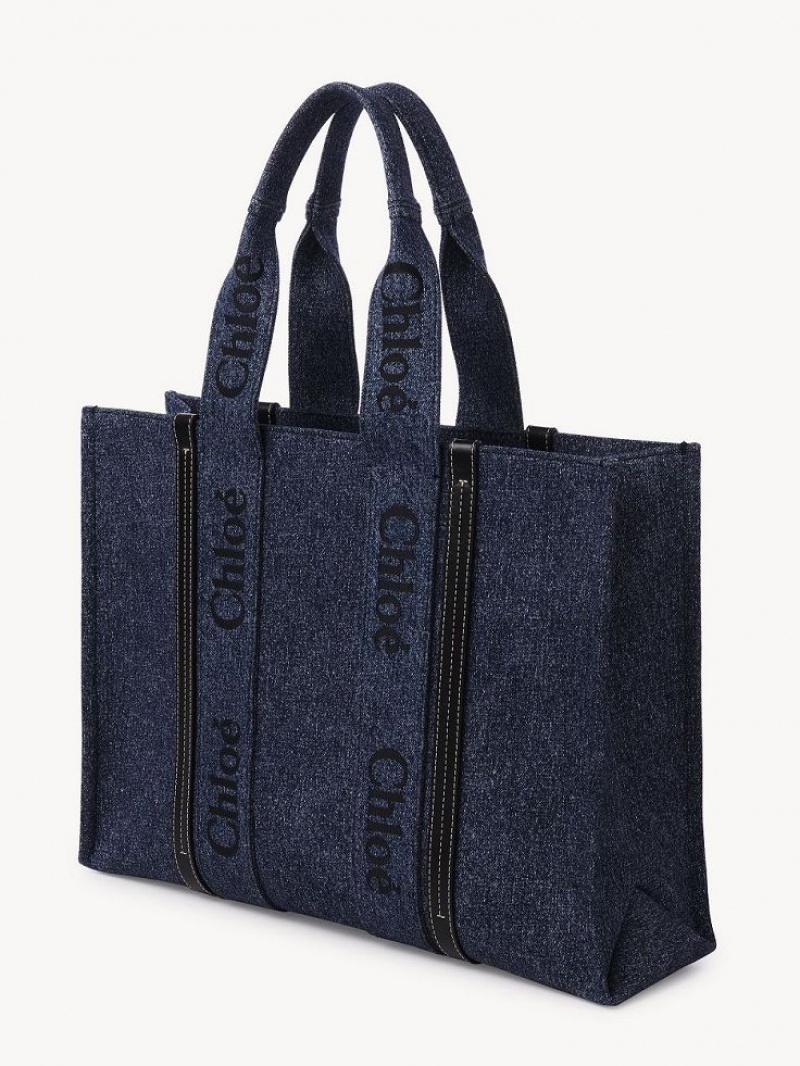 Torby Tote Chloe Large Woody Niebieskie | CHE-SR13305