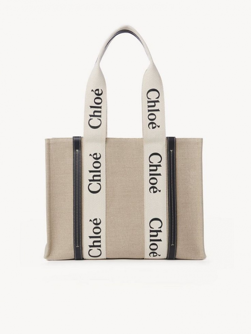 Torby Tote Chloe Medium Woody Białe Niebieskie | CHE-SR13356