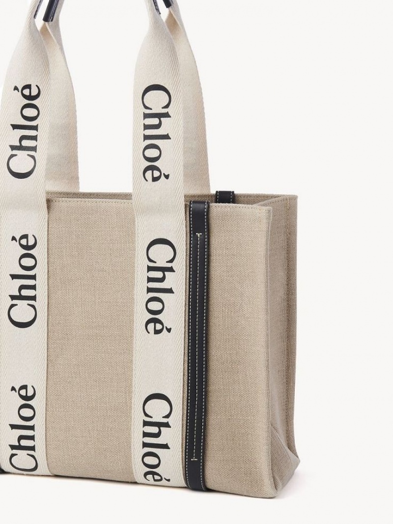 Torby Tote Chloe Medium Woody Białe Niebieskie | CHE-SR13356