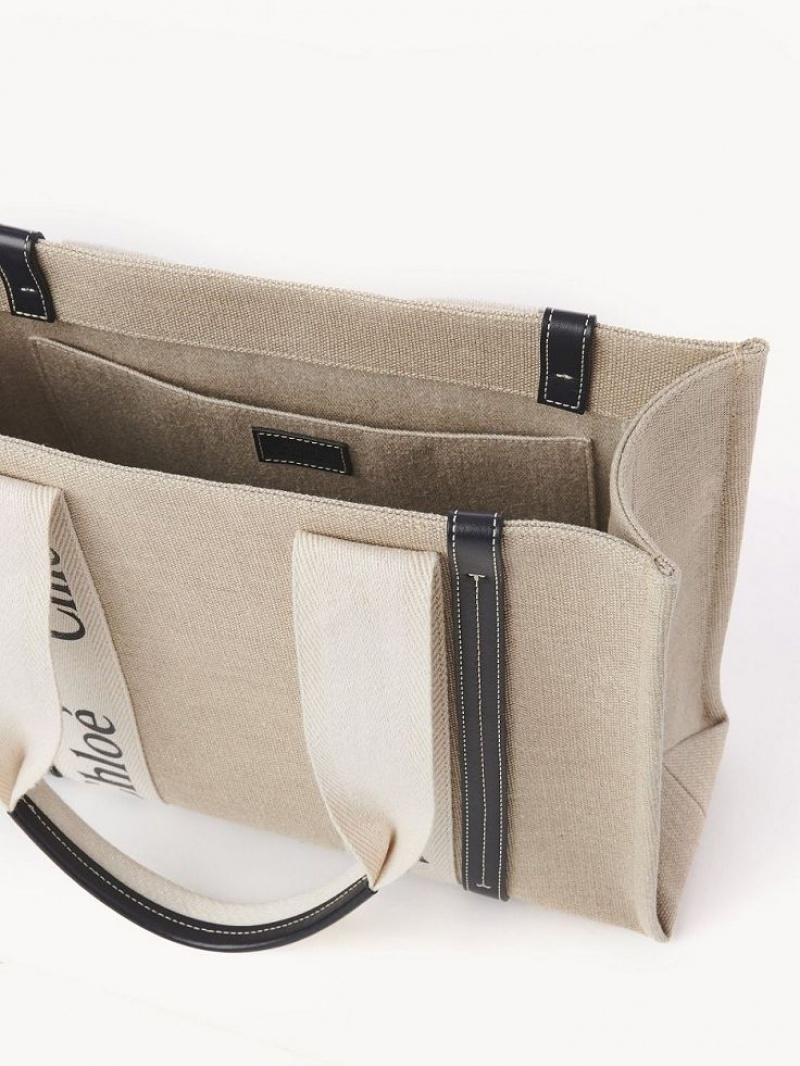 Torby Tote Chloe Medium Woody Białe Niebieskie | CHE-SR13356