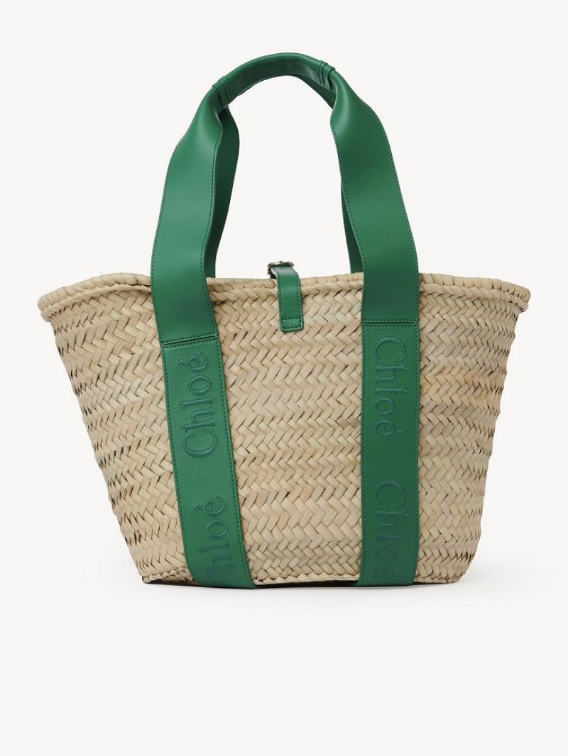 Torby Tote Chloe Sense Medium Basket Zielone | CHE-SR13297