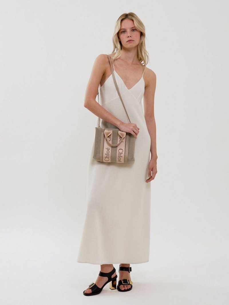 Torby Tote Chloe Small Woody Beżowe | CHE-SR13384