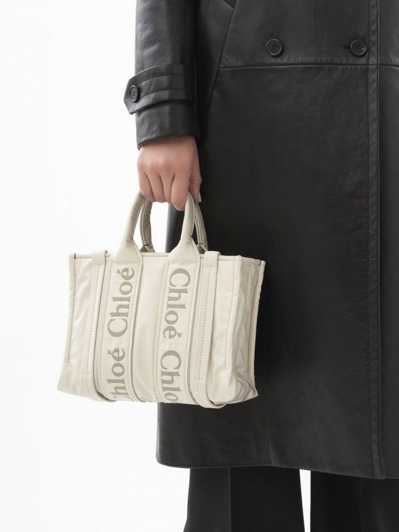 Torby Tote Chloe Small Woody Białe | CHE-SR13363