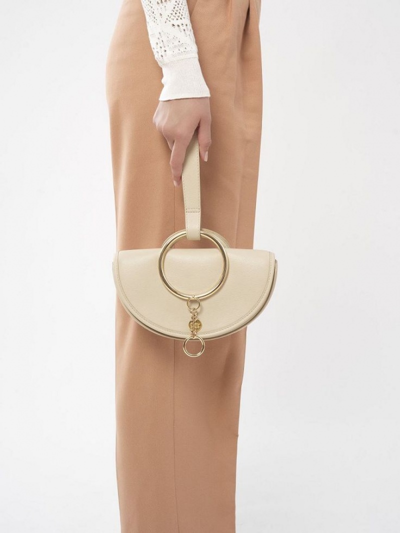Torebki Małe Chloe Mara Half Moon Beżowe | CHE-SR14755