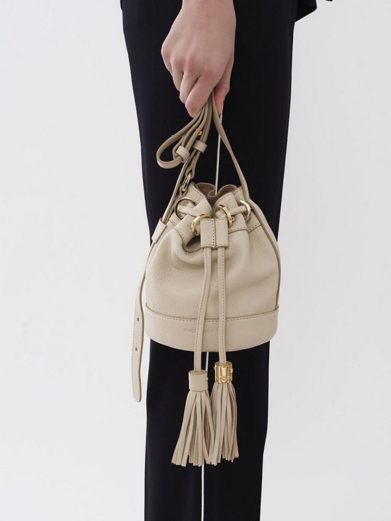 Torebki Małe Chloe Vicki Small Bucket Beżowe | CHE-SR14749